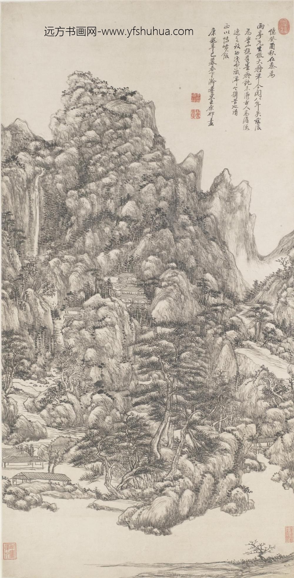 王原祁_仿王蒙山水图轴