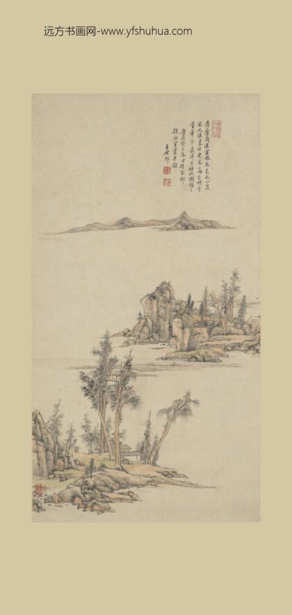 王原祁 疏林远山图轴.jpg