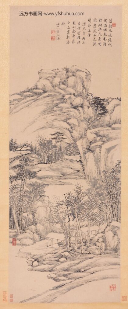 王学浩 仿云林山水图轴.jpg