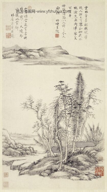 王愫 仿云林山水轴.jpg