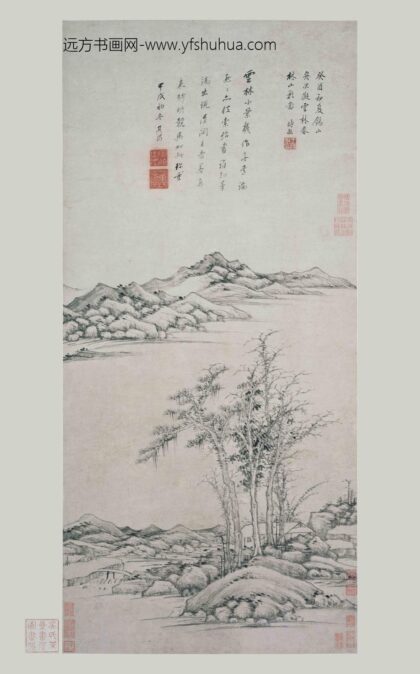 王时敏 仿倪春林山影图轴.jpg