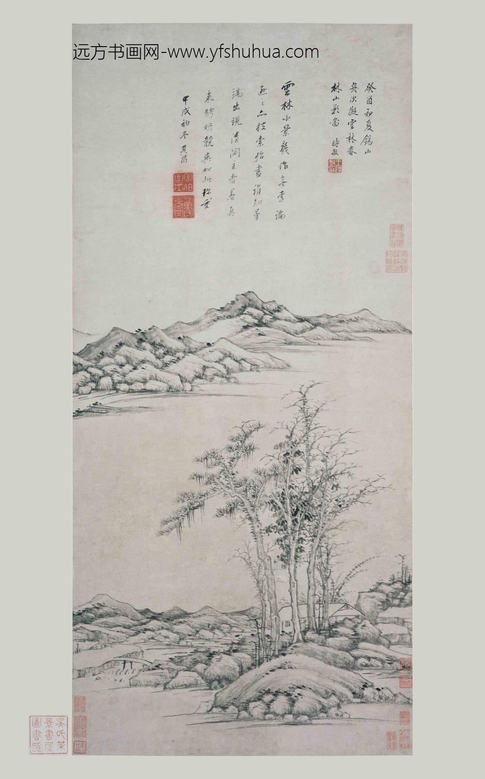 王时敏_仿倪春林山影图轴