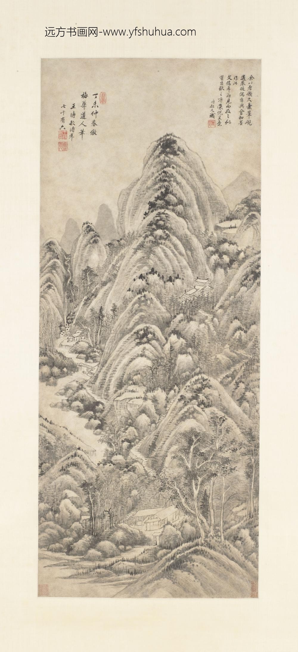 王时敏_仿吴镇山水轴