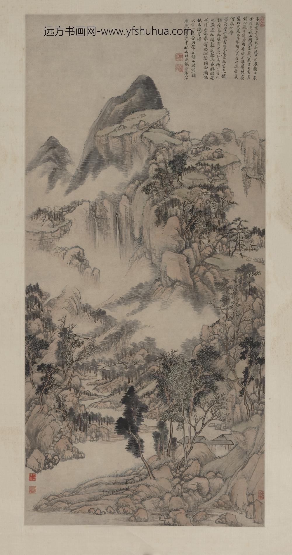 王时敏_秋峦双瀑图轴