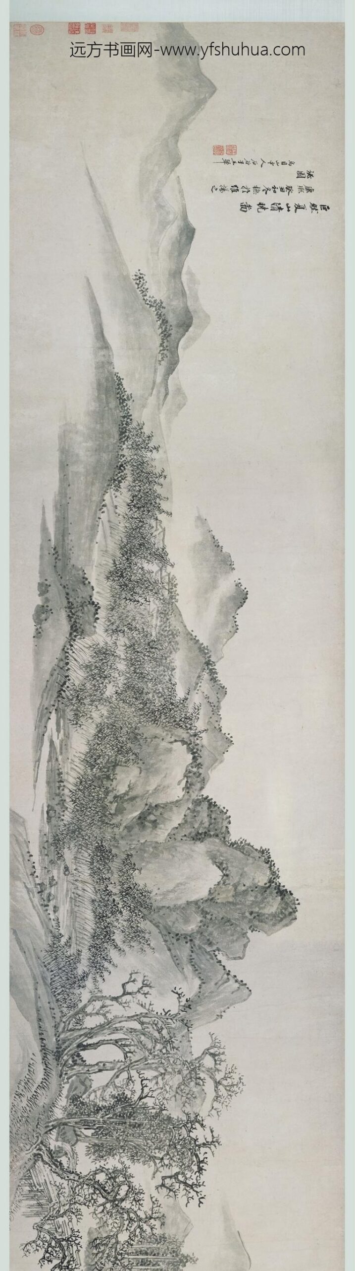 王翚_仿巨然夏山清晓图卷_