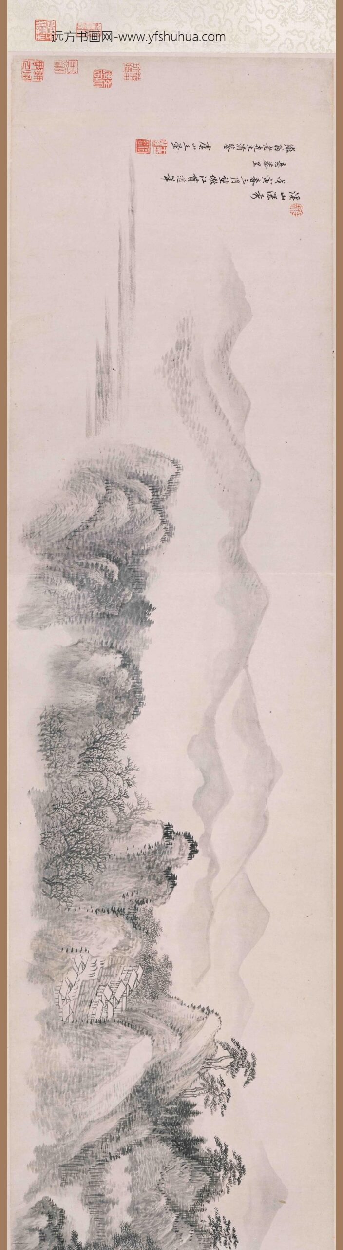 王翚_仿江贯道溪山深秀图卷_