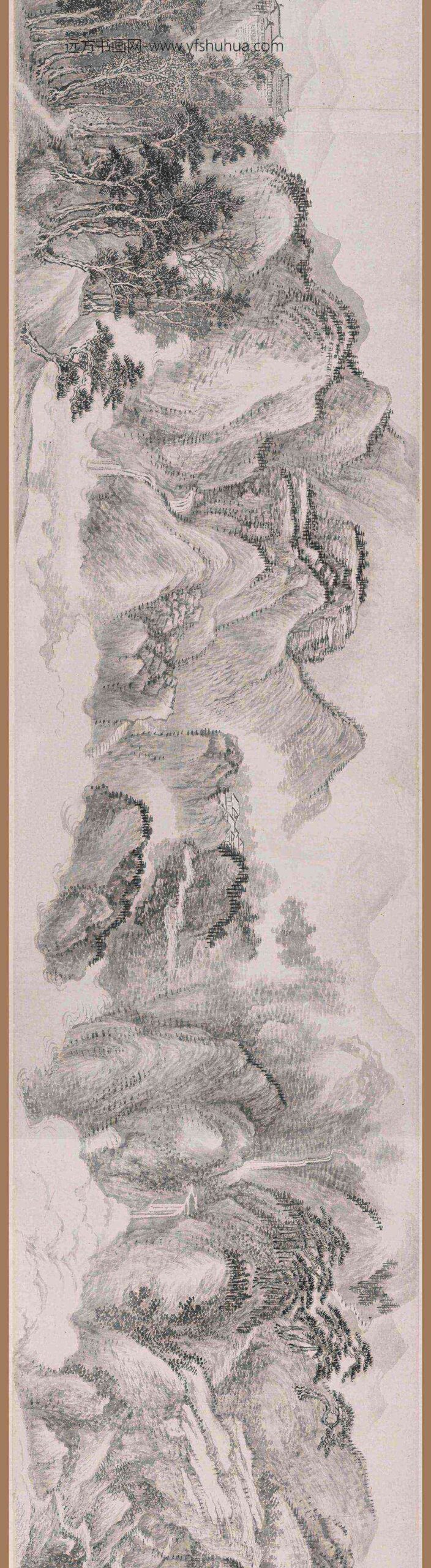 王翚_仿江贯道溪山深秀图卷_