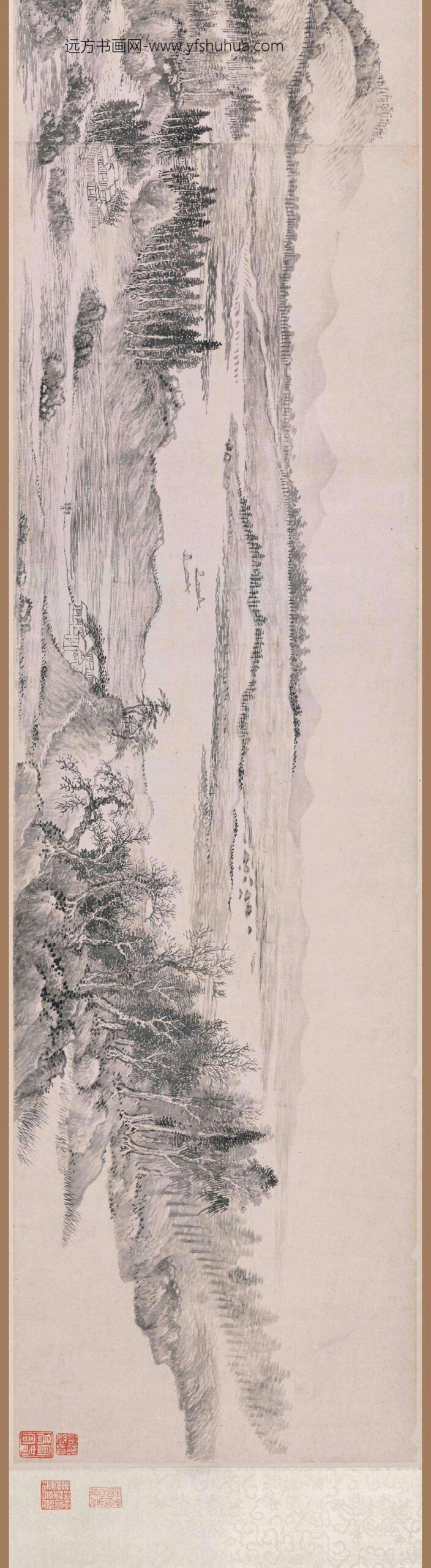 王翚_仿江贯道溪山深秀图卷_