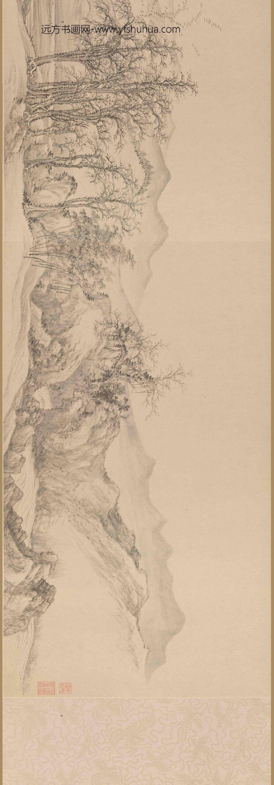 王翚_寒林雅趣图卷_