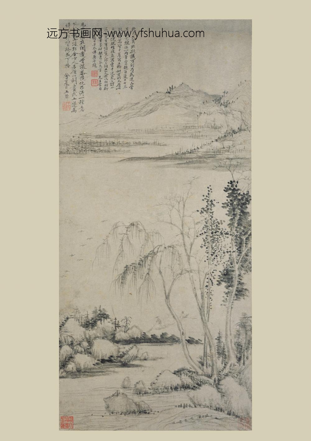 王翚_春江捕鱼图轴