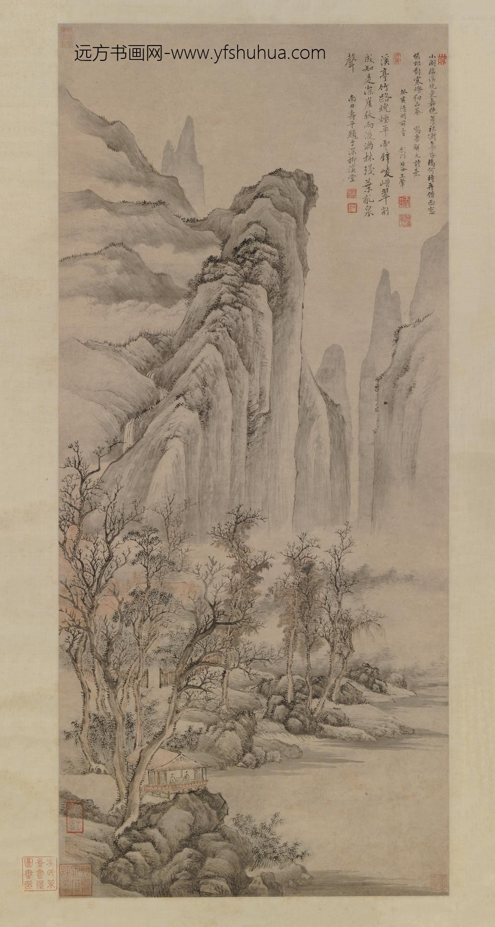 王翚_溪阁晤对图轴