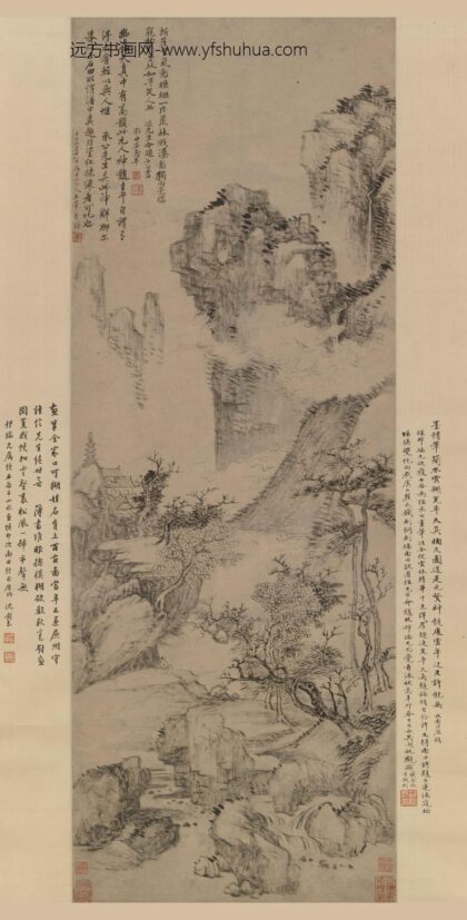 王翚 荒林溅瀑图轴.jpg