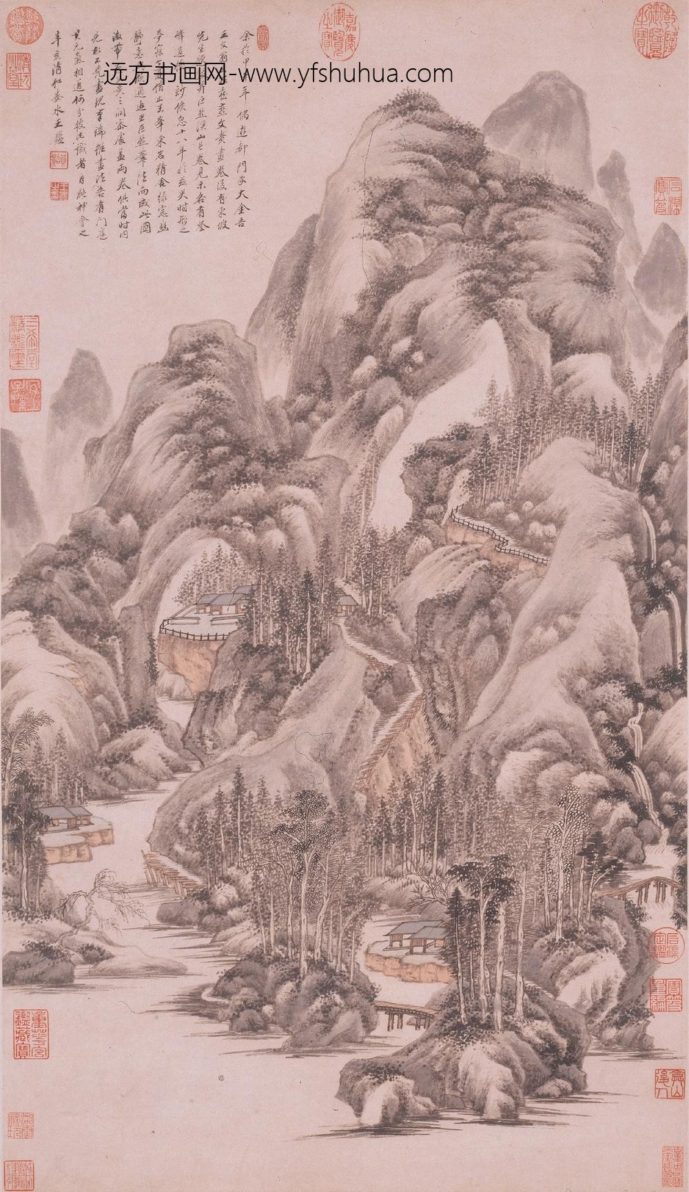 王鉴_临巨然溪山图轴