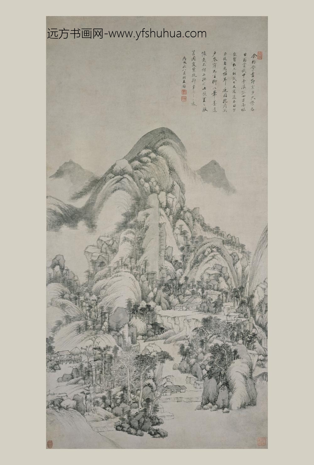 王鉴_烟峦水阁图轴