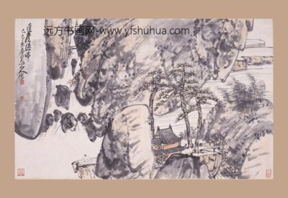 王震 匡庐瀑布图轴.jpg