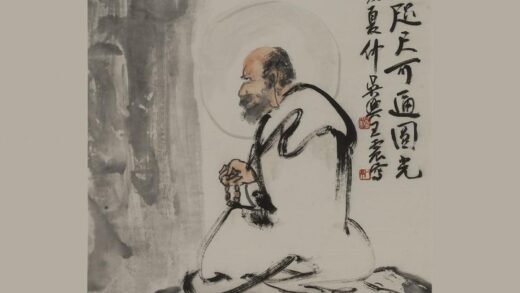 王震 达摩面壁图轴.jpg