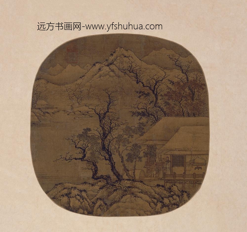 盛懋_雪溪卖鱼图纨扇页