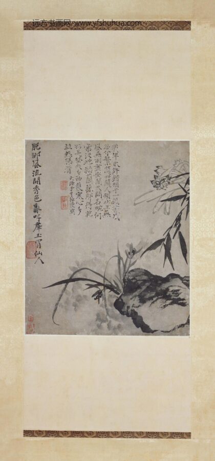 石涛 兰竹水仙图轴.jpg