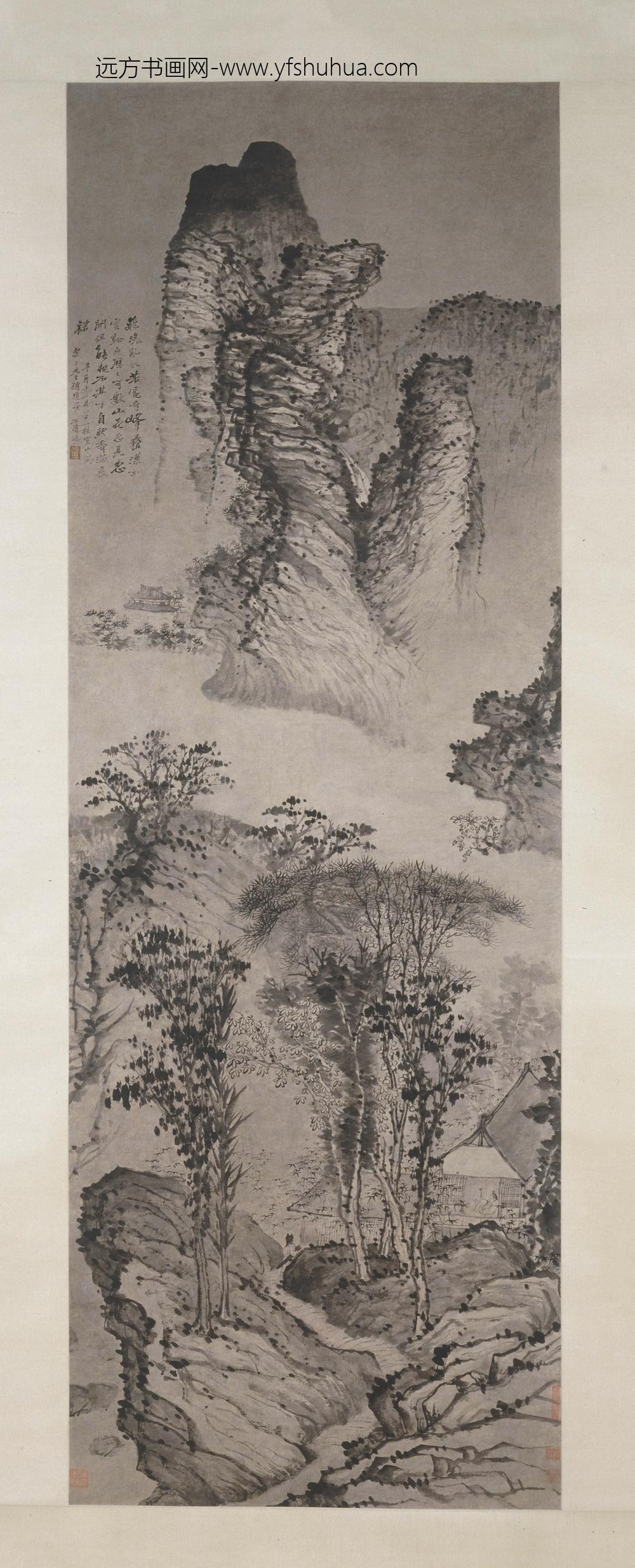 石涛_山窗研读图轴