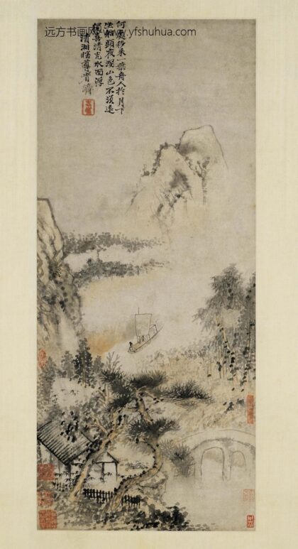 石涛 月夜泛舟图轴.jpg