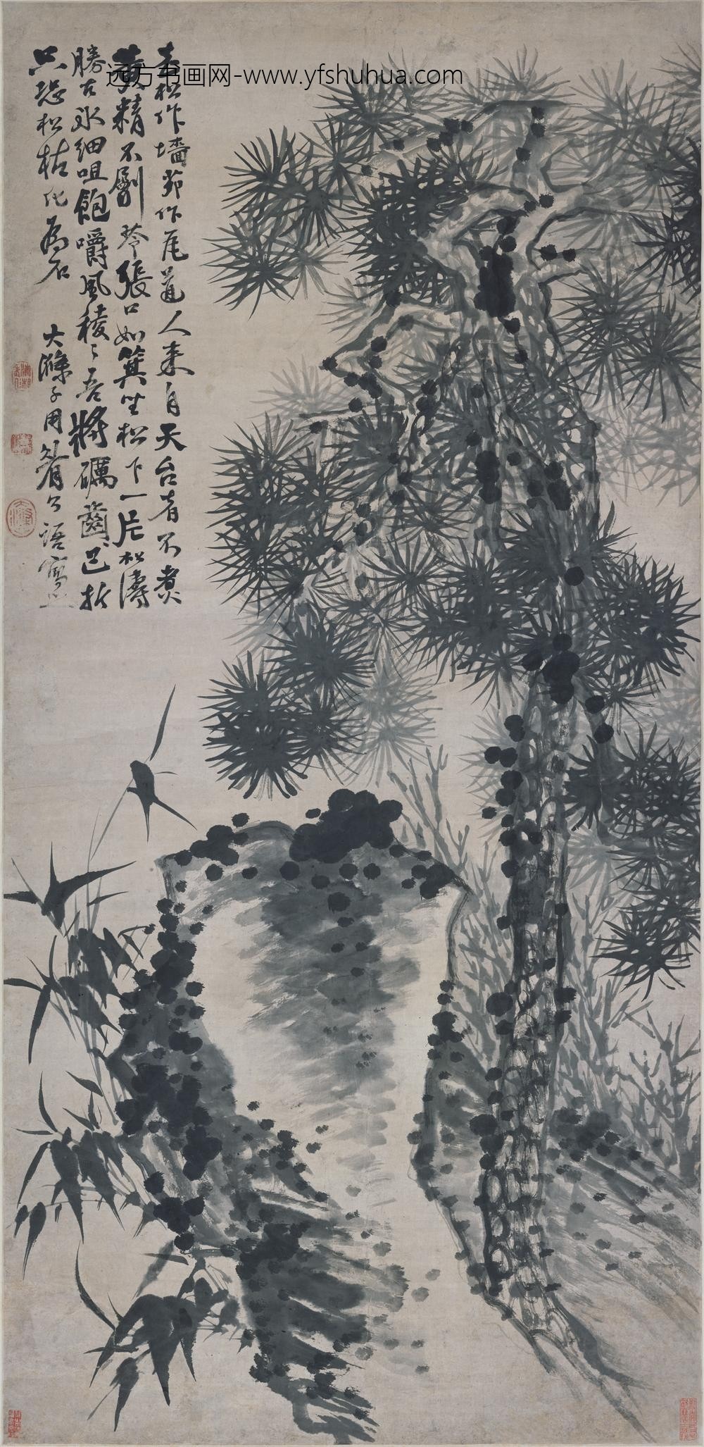 石涛_松竹双清图轴