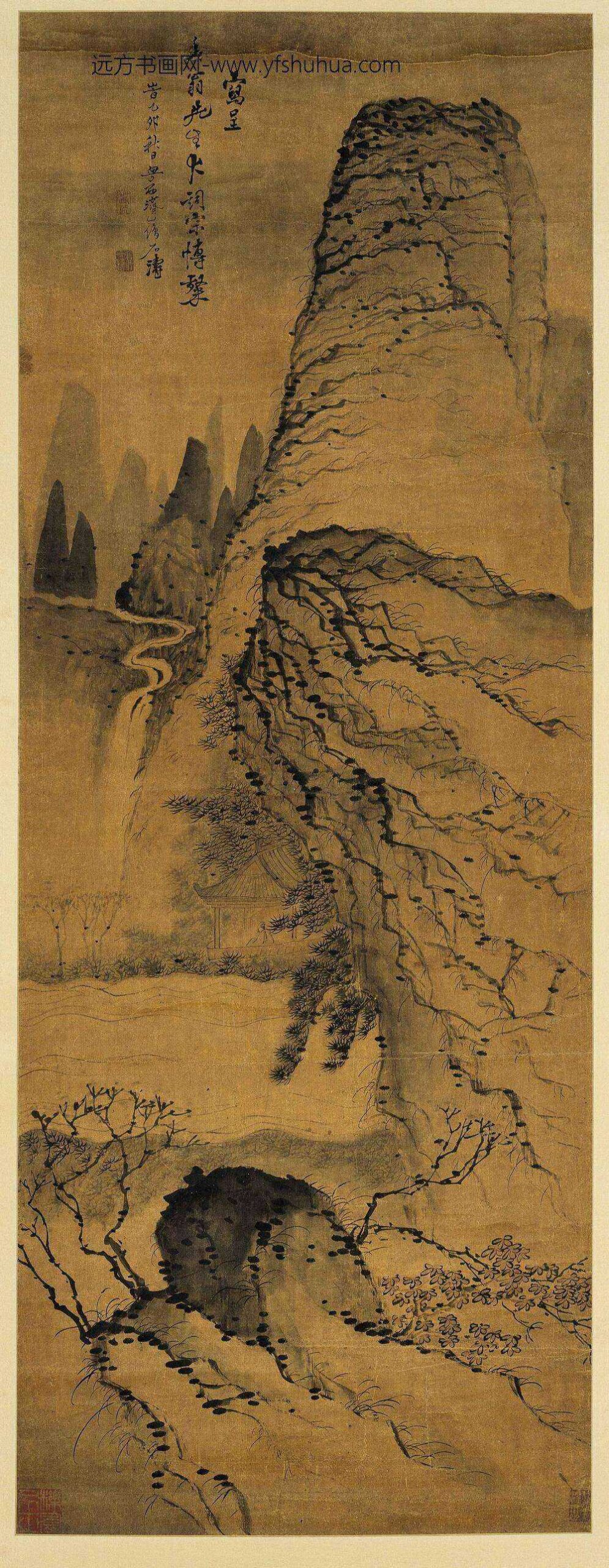 石涛_松阁临泉图轴