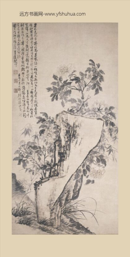 石涛 牡丹竹石图轴.jpg