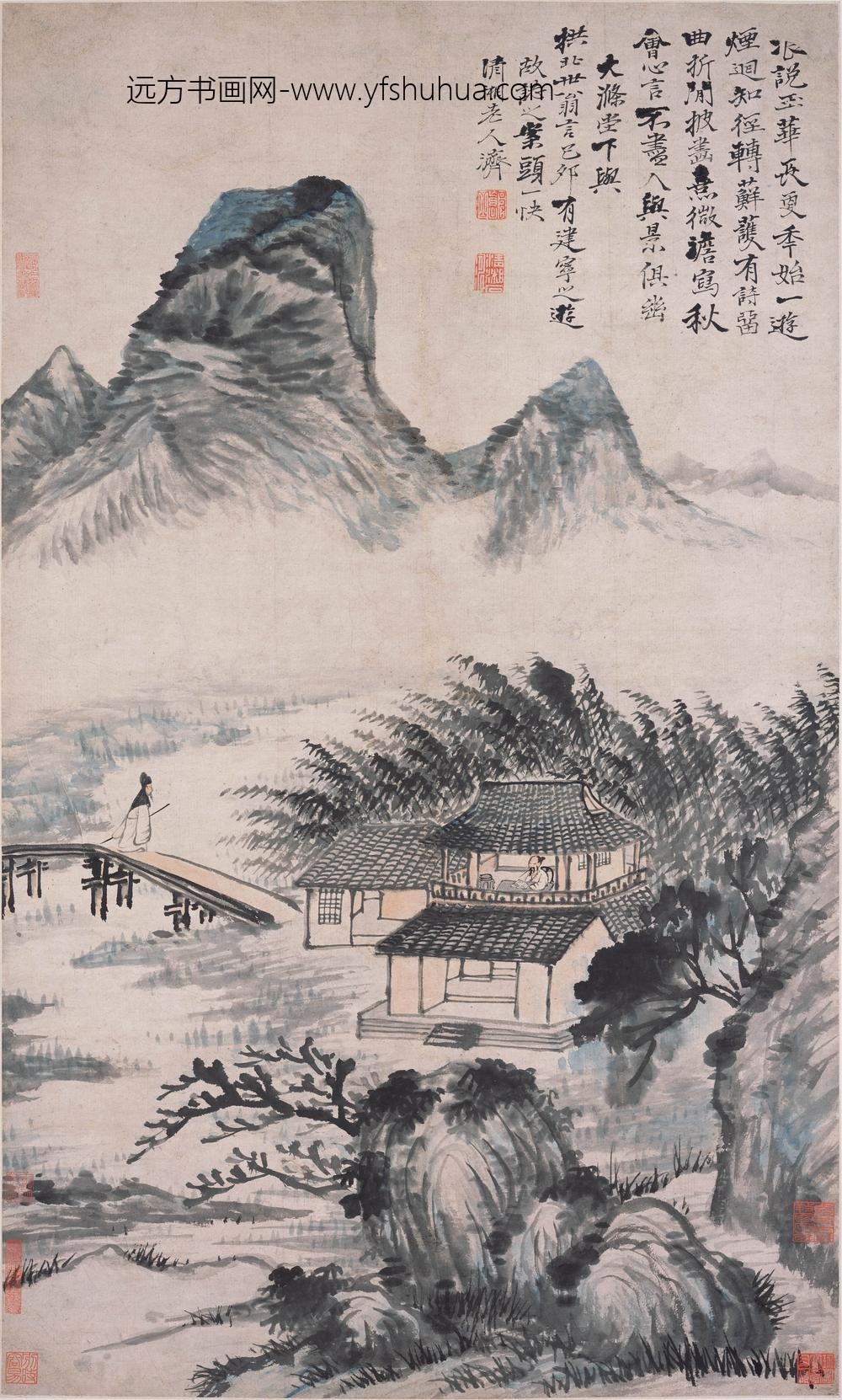 石涛_玉华秋游图轴