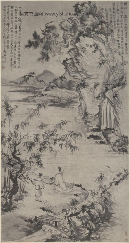 石涛 石壁鸣琴图轴.jpg