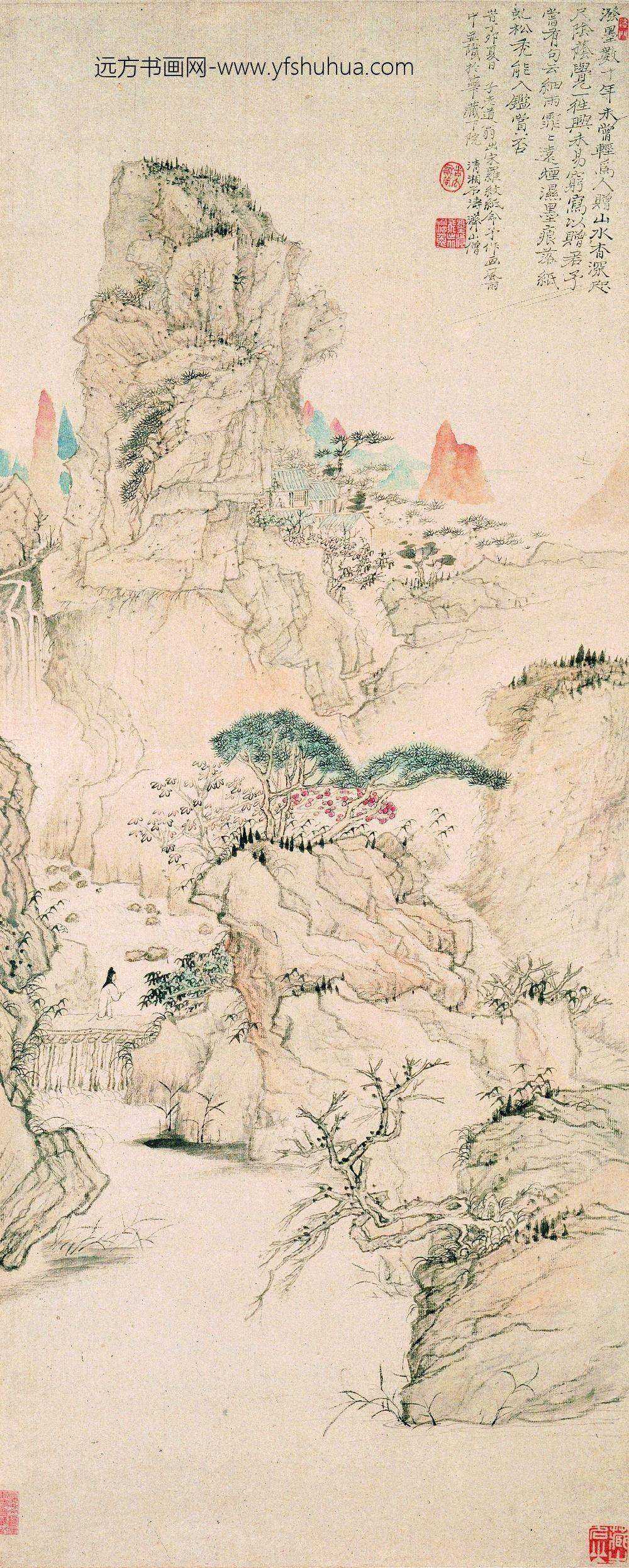 石涛_细雨虬松图轴