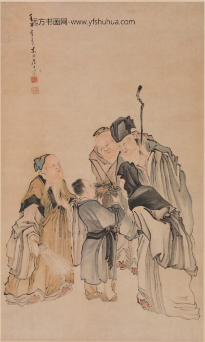 禇章 献芝图轴.jpg