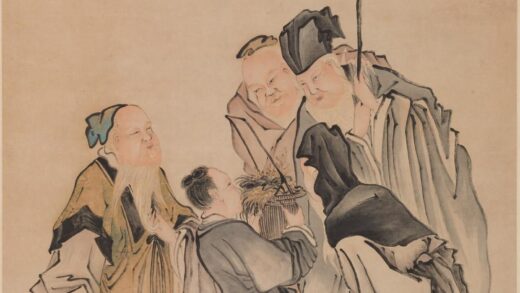 禇章 献芝图轴.jpg