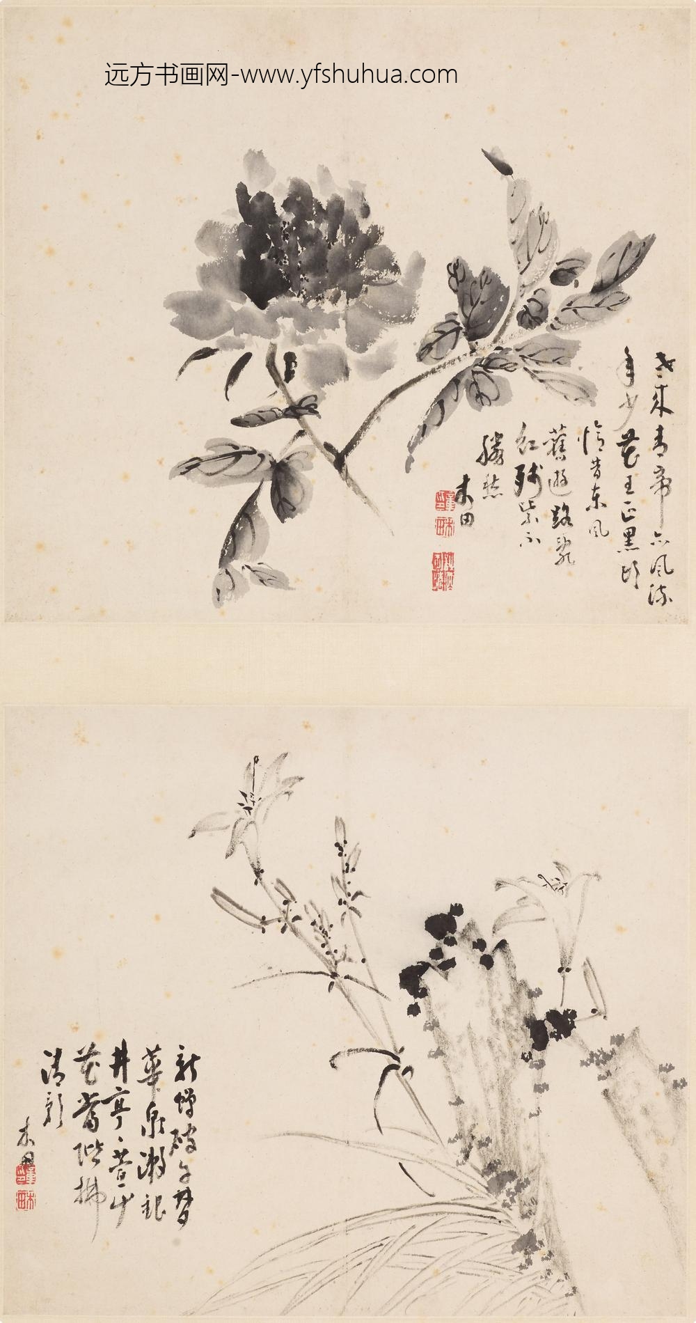 禇章_花卉斗方轴