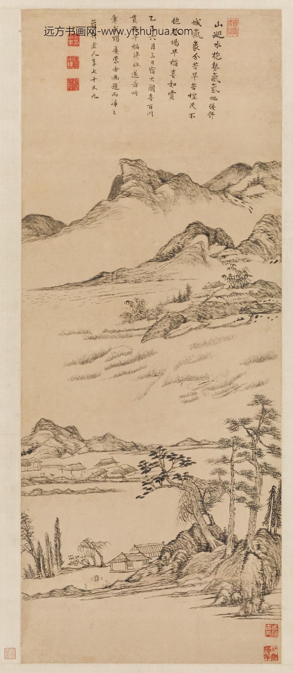 翁嵩年_山回水抱图轴