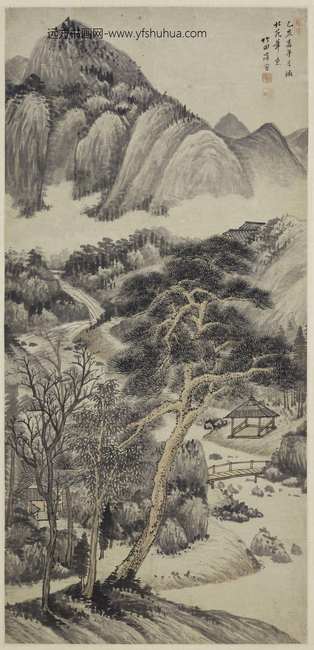 薛宣_仿董源山水轴