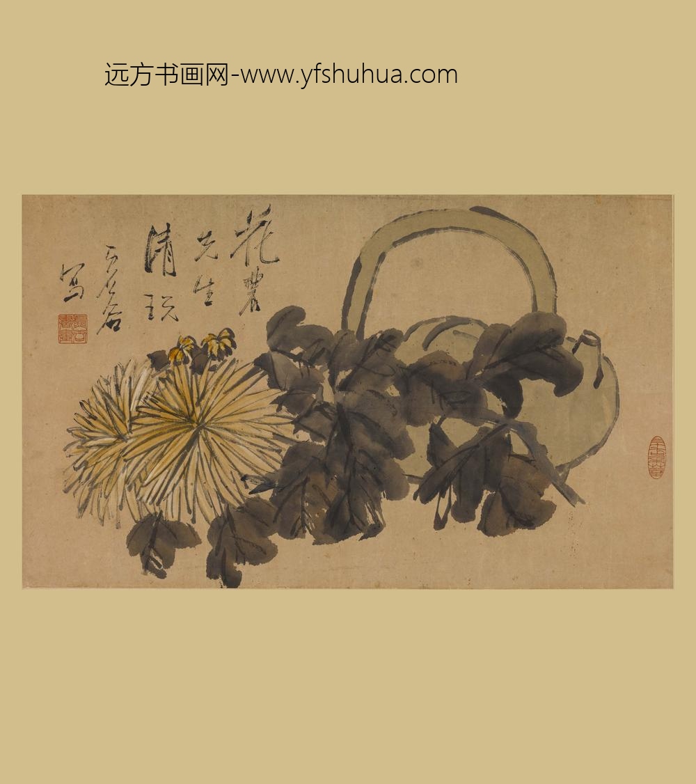 虚谷_菊花提壶轴