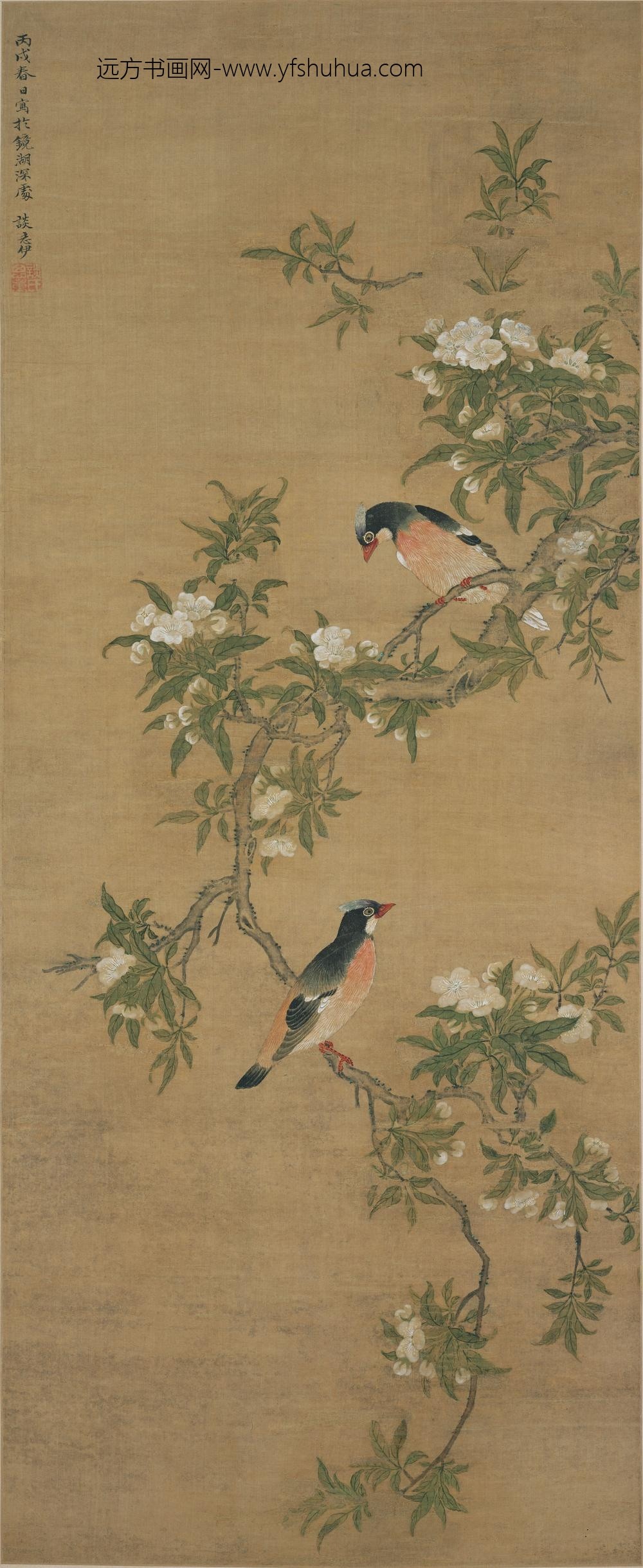 谈志伊_梨花双鸟图轴