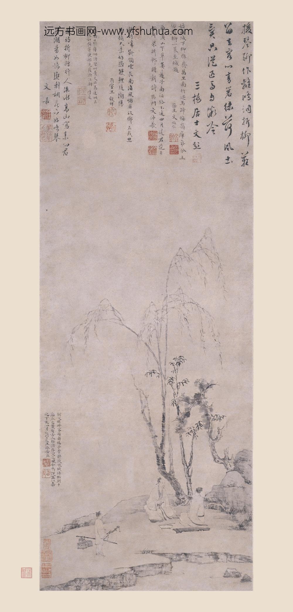 谢时臣_鼓琴赋别图轴