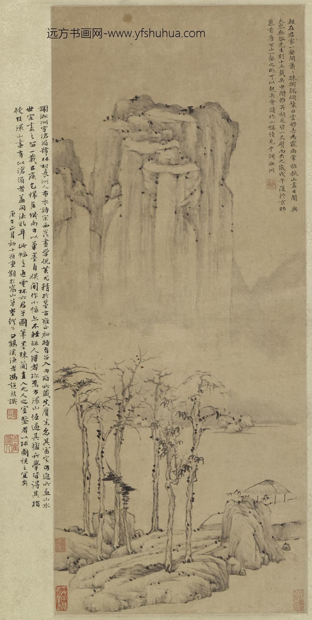 谢淞洲（谢凇洲）_秋山疏树图轴