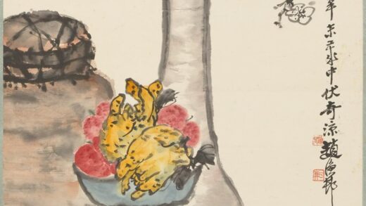 赵云壑 三多图轴.jpg