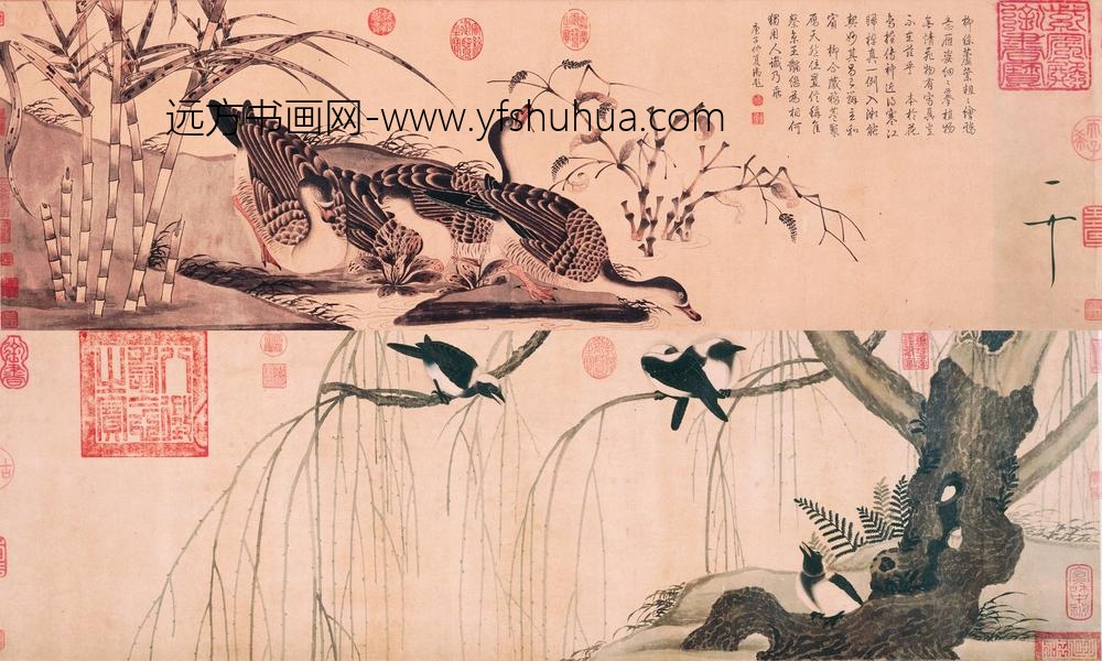 赵佶-宋徽宗_柳鸦芦雁图卷