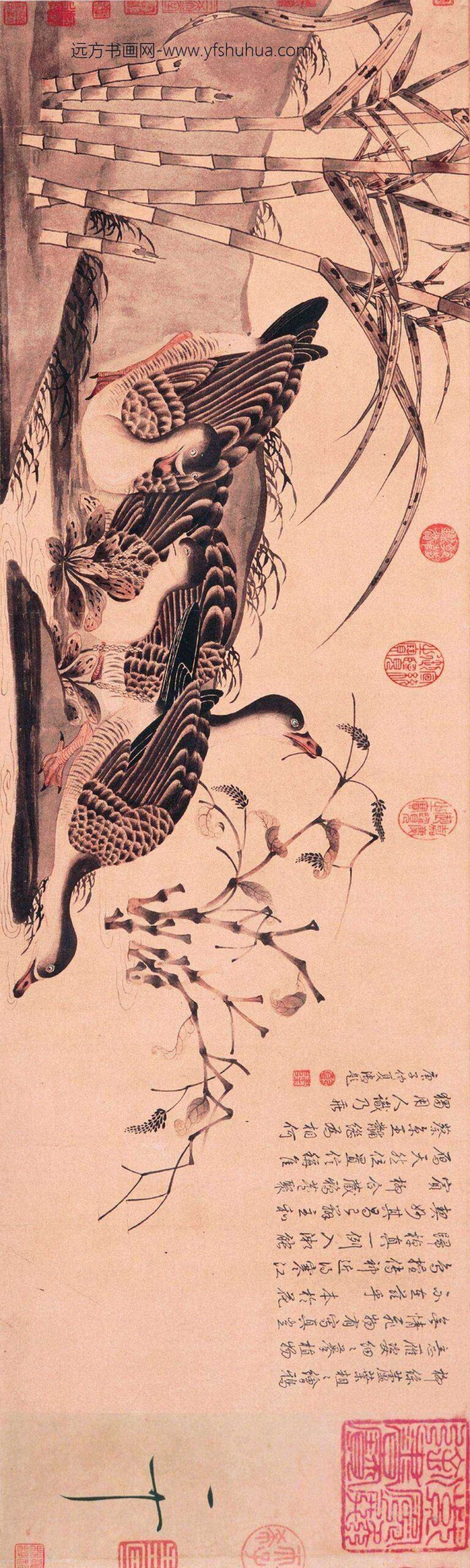 赵佶-宋徽宗_柳鸦芦雁图卷_