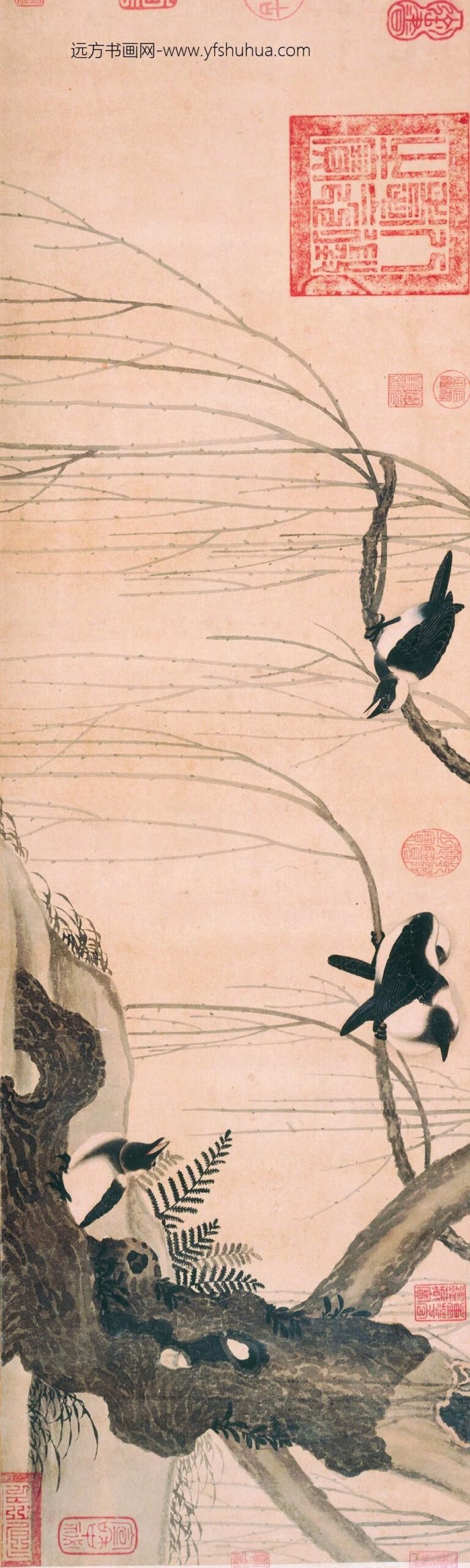 赵佶-宋徽宗_柳鸦芦雁图卷_