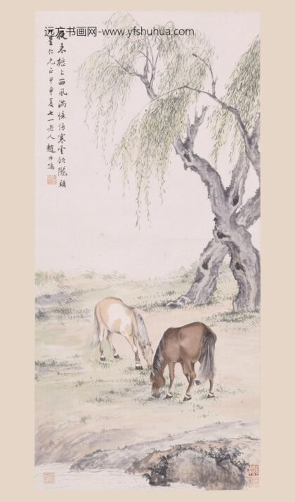 赵叔孺 双骏图轴.jpg