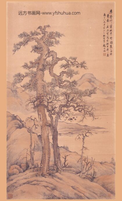 赵叔孺 寒林平野图轴.jpg