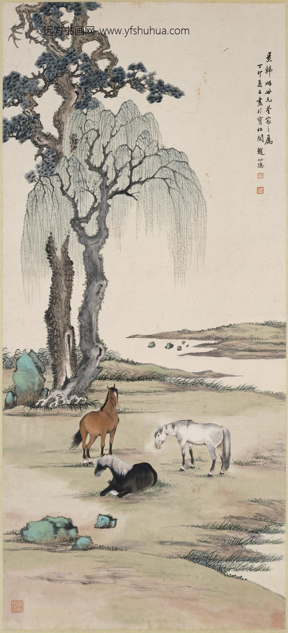 赵叔孺_春郊牧马图轴