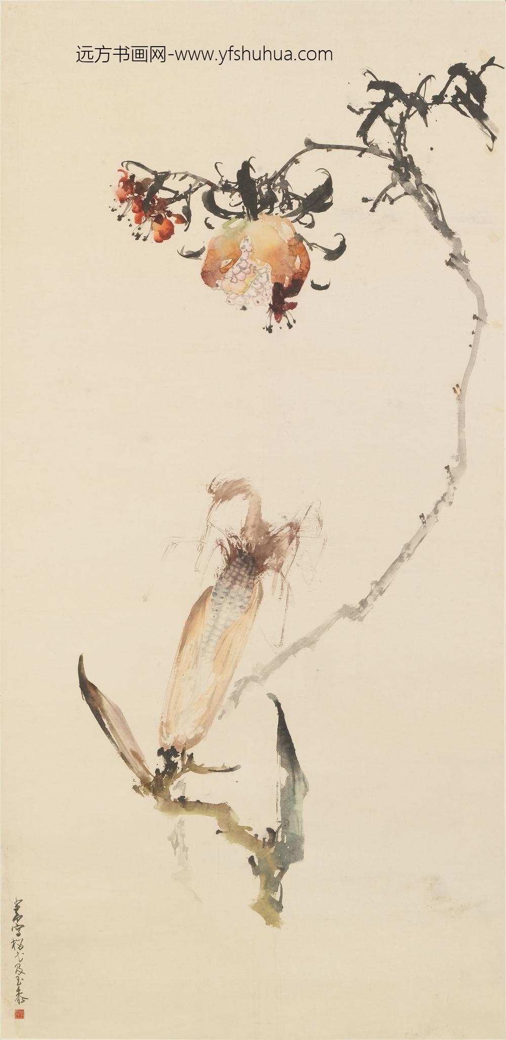 赵少昂_石榴玉米图轴