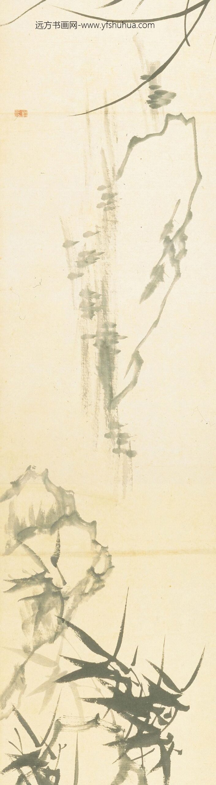 郑板桥（郑燮）_兰花竹石图卷_