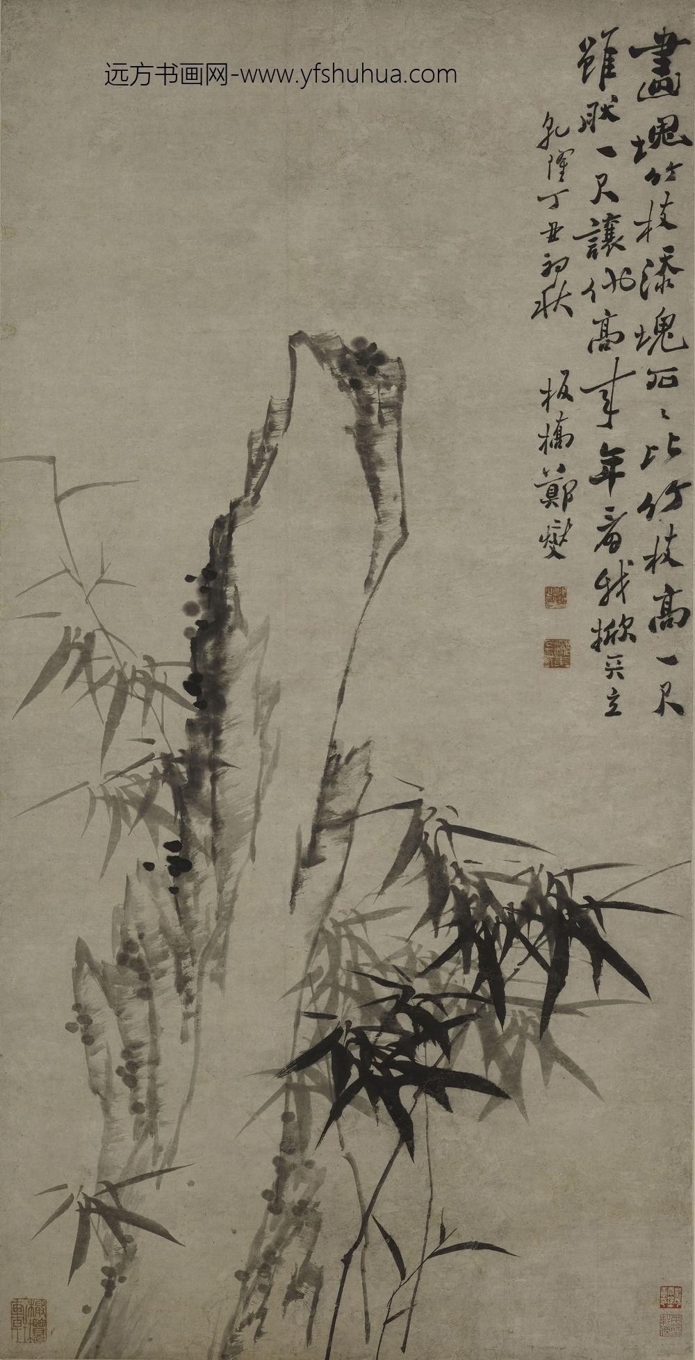 郑板桥（郑燮）_竹石图轴-