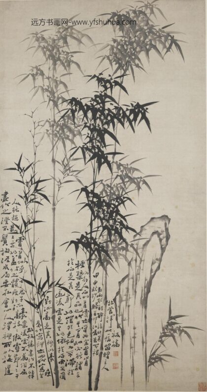 郑板桥（郑燮） 赠杏花楼主竹石图轴.jpg